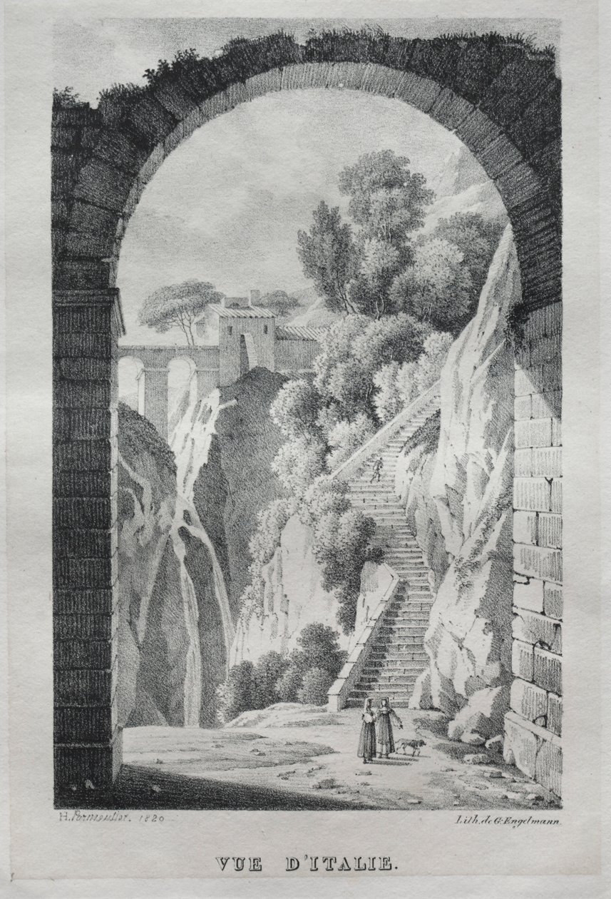 Udsigt over Italien, 1820. af Gottfried or Godefroy Engelmann