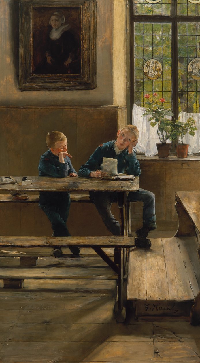 På børnehjemmet, ca. 1886 (olie på panel) af Gotthardt Johann Kuehl