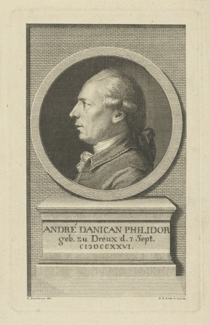 Portræt af François-André Danican Philidor 1726-1795, ca. 1790. af Gottlob August Liebe