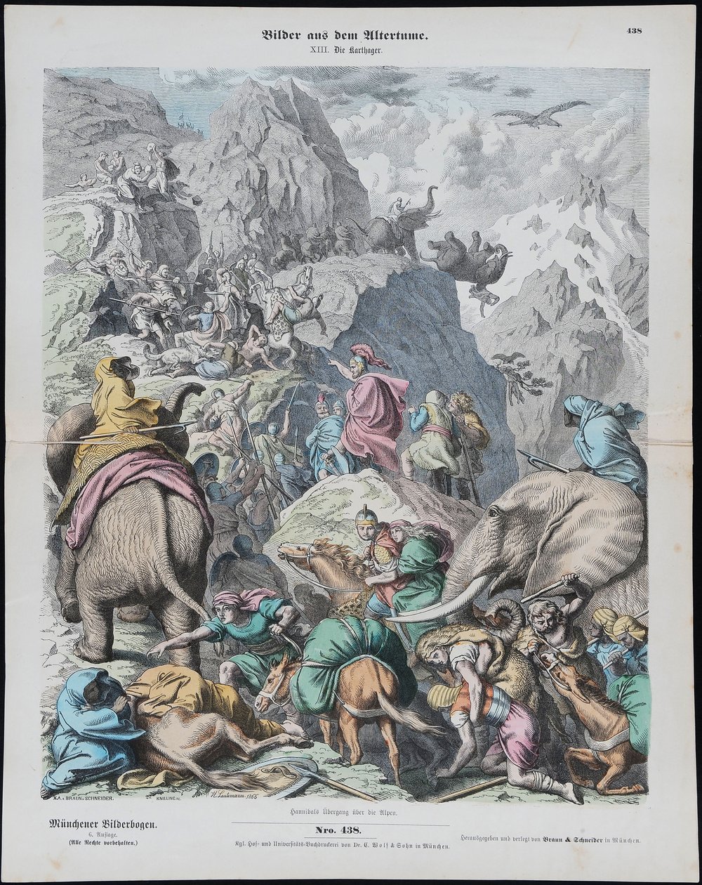 Hannibal krydser alperne fra Münchener Bilderbogen af Gottlob Heinrich Leutemann