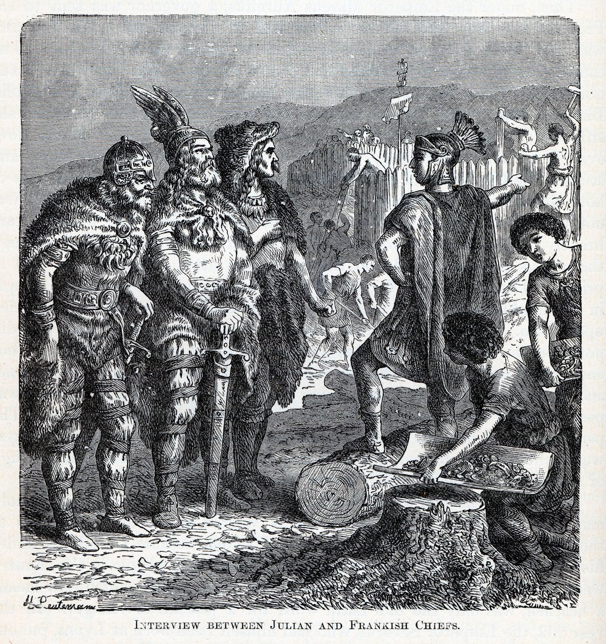 Interview mellem Julian og Frankish Chiefs, 1882 af Gottlob Heinrich Leutemann