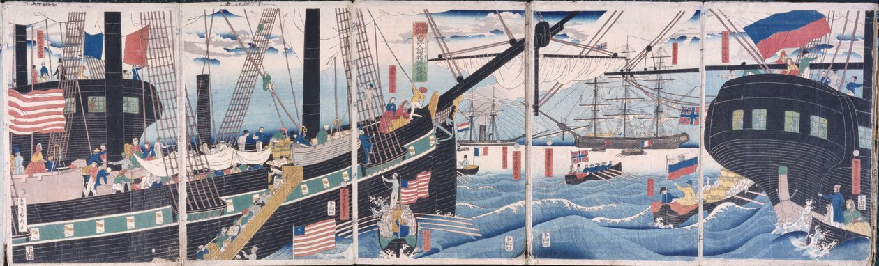 Udenlandske skibe ved Yokohama af Gountei Sadahide