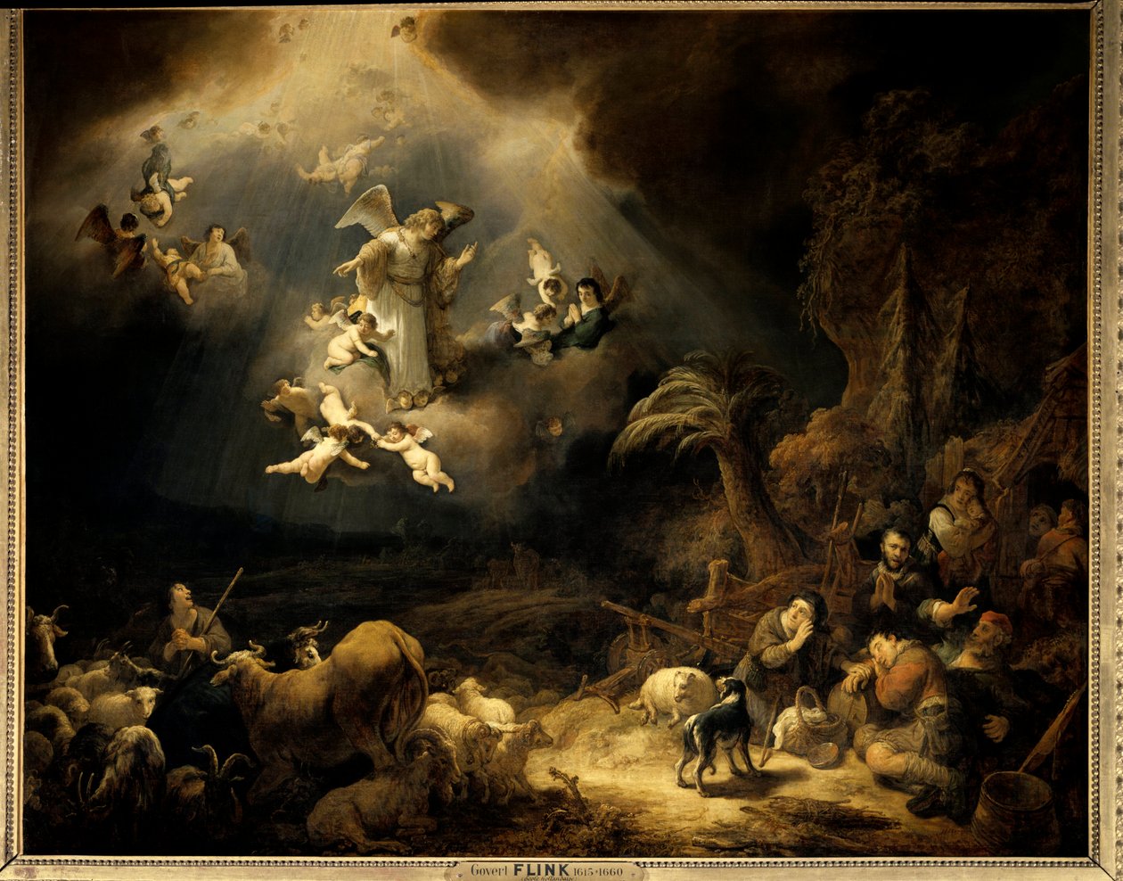 Meddelelsen til hyrderne Maleri af Govaert Flink (1615-1660) (ec.flam.) 1639 Søn. 1,6x1,96 m Paris, Musée du Louvre. af Govaert Flinck