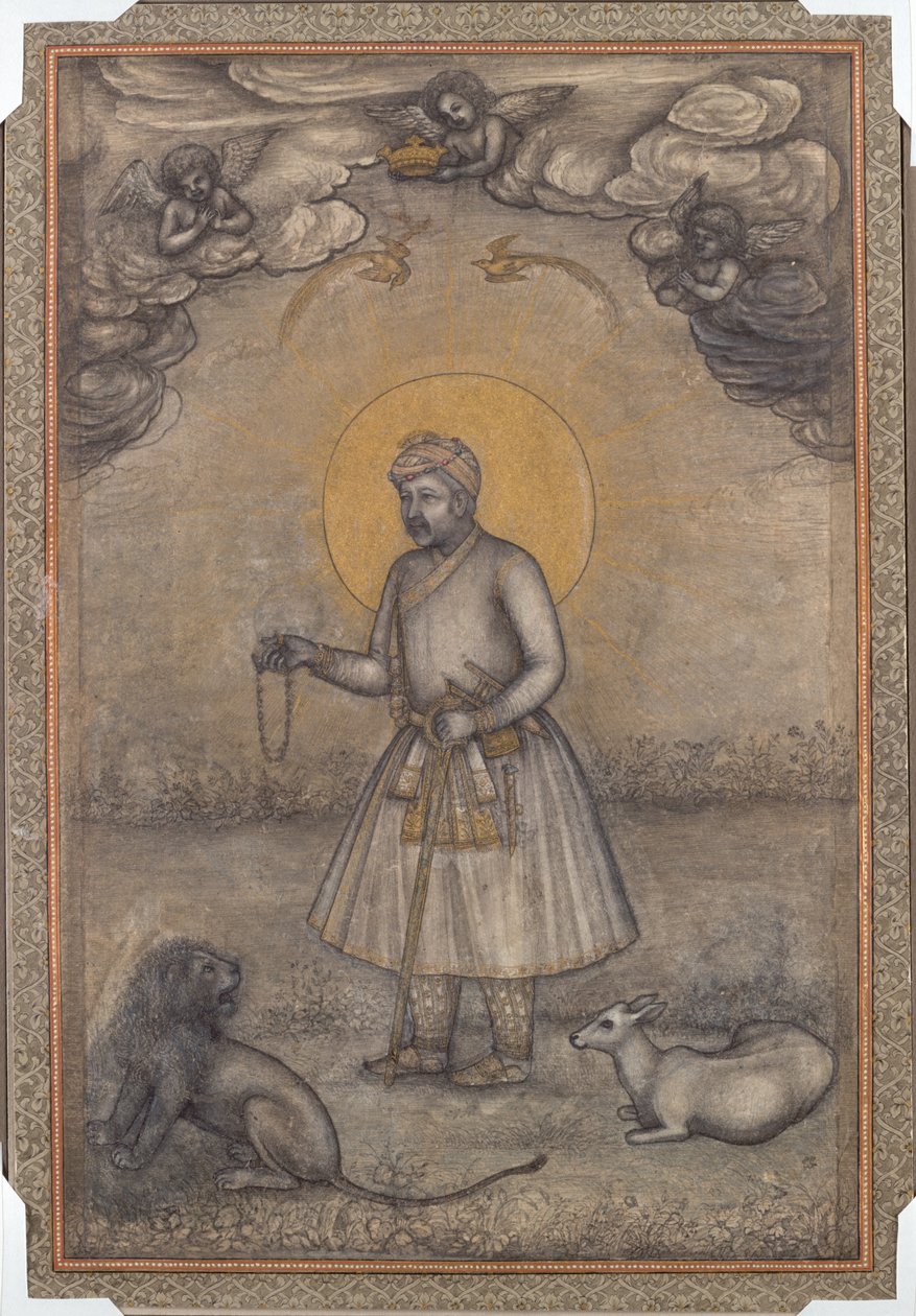 Portræt af den ældre Akbar, ca. 1640-1650. af Govardhan