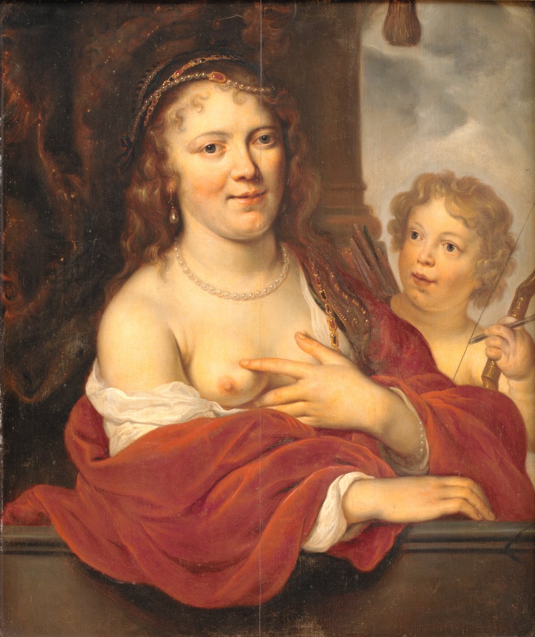 En dame og hendes barn som Venus og Amor af Govert Flinck