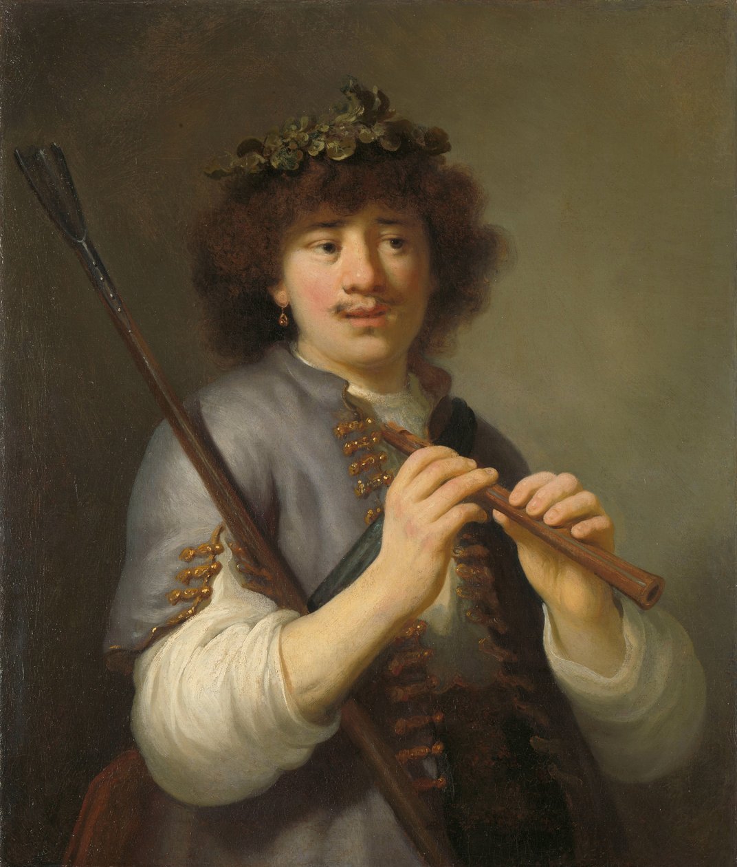 Rembrandt som hyrde med stav og fløjte Rembrandt som hyrde med stav og fløjte af Govert Flinck