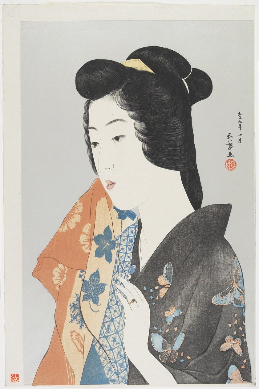 (Woman Holding Towel), oktober 1920 af Goyo Hashiguchi