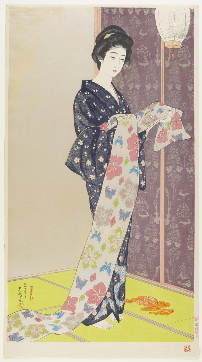 Kvinde i sommer-kimono, august 1920 af Goyo Hashiguchi