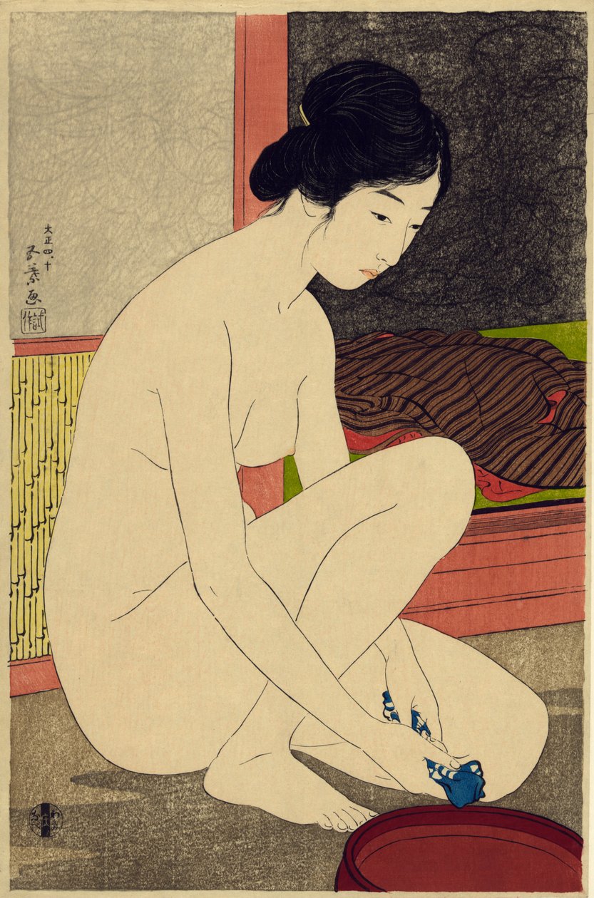 Yokugo no onna, 1915 (træbloktryk i farver) af Goyo Hashiguchi