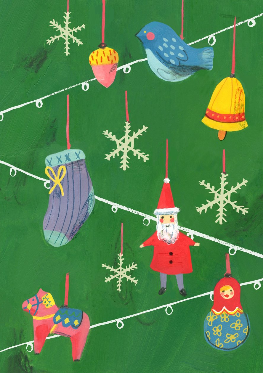 Julepynt, 2013 (olie på papir) af Grace Helmer