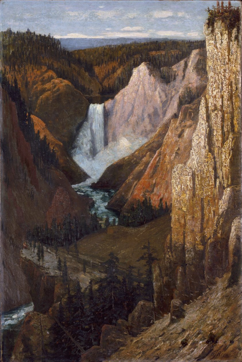 Udsigt over de nedre vandfald, Grand Canyon of the Yellowstone af Grafton Tyler Brown
