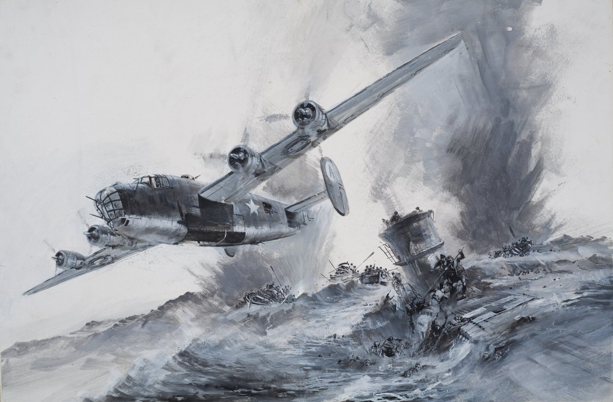Sænkningen af Laconia i 1942 (gouache på papir) af Graham Coton