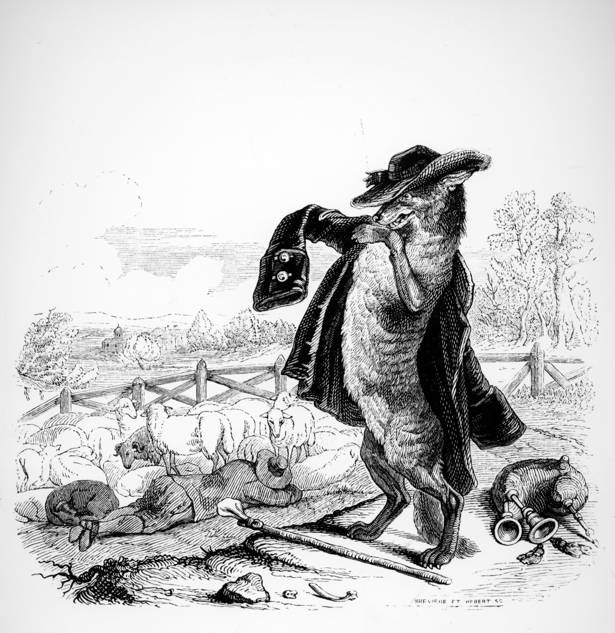 Ulven blev hyrde, illustration til 