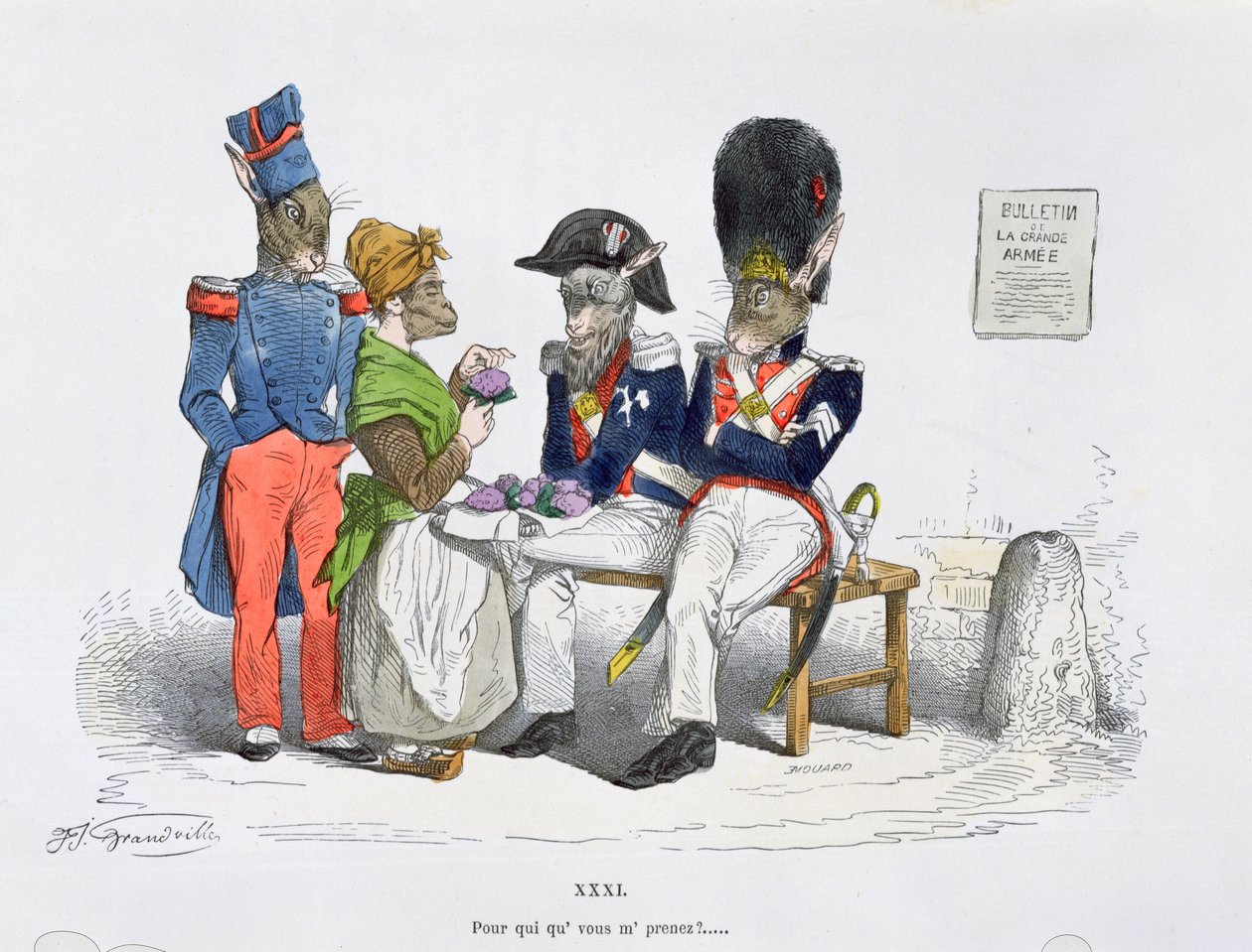 "Hvem tager du mig for", karikatur fra serien "Les Metamorphoses du Jour", genoptrykt i 1854 af Grandville