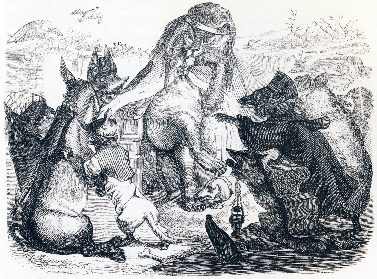 Dyr, der er syge af pest - Fabler af La Fontaine af Grandville