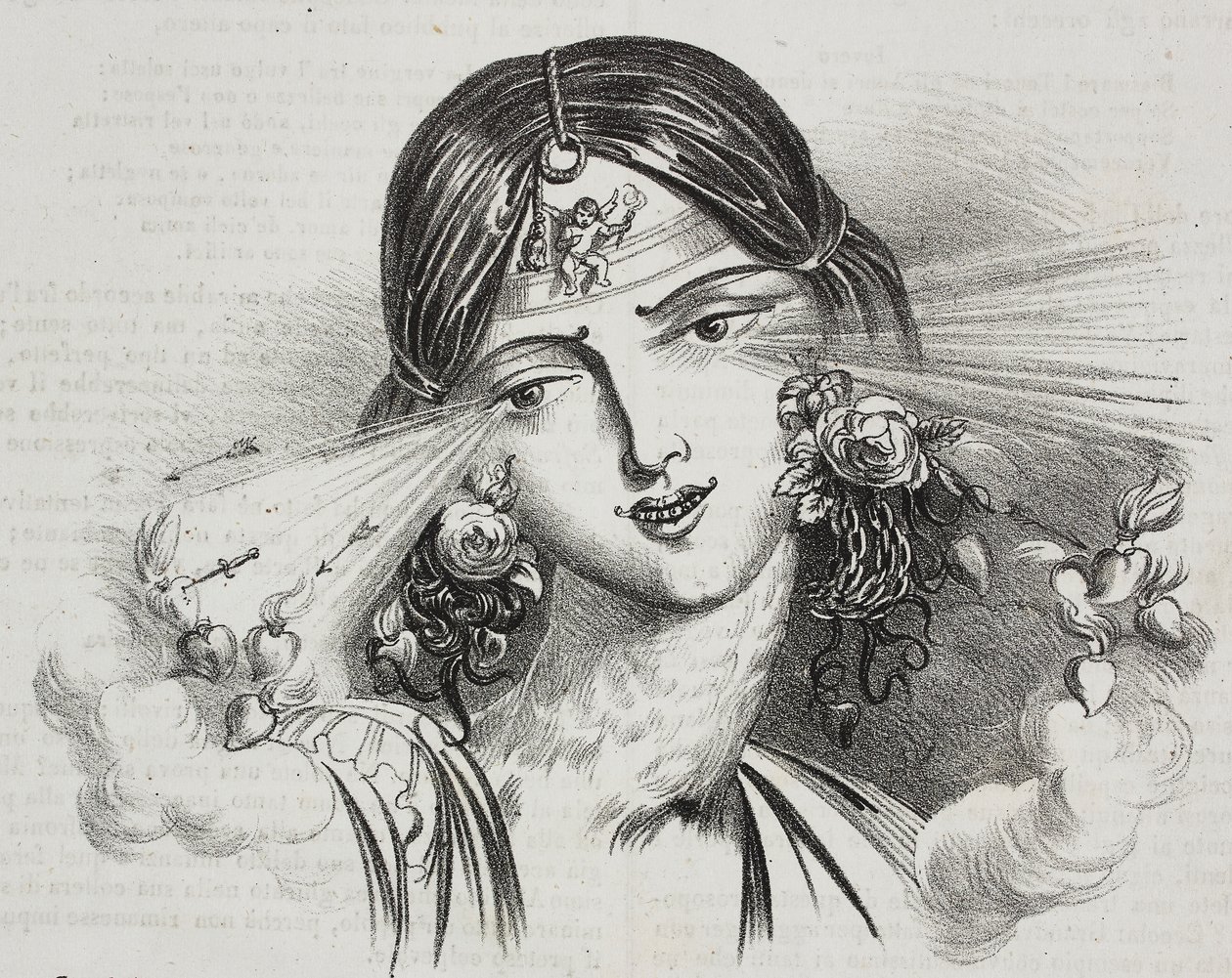 Feminin skønhed, karikatur af Jean-Jacques Grandville (1803-1847), litografi af Gaetano Riccio fra Poliorama Pittoresco, nr. 20, 24. december af Grandville
