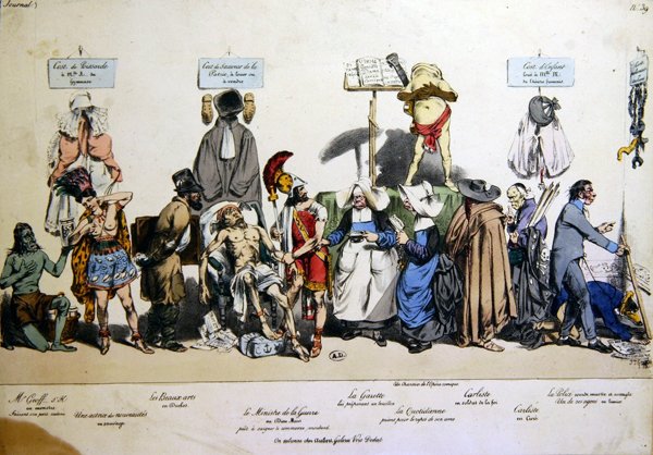 French Society, ca. 1830-40 (farve litho) af Grandville