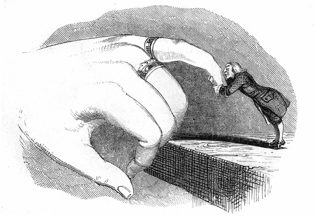 Illustration til "Gullivers rejser" skrevet af Jonathan Swift af Grandville (1803 47)