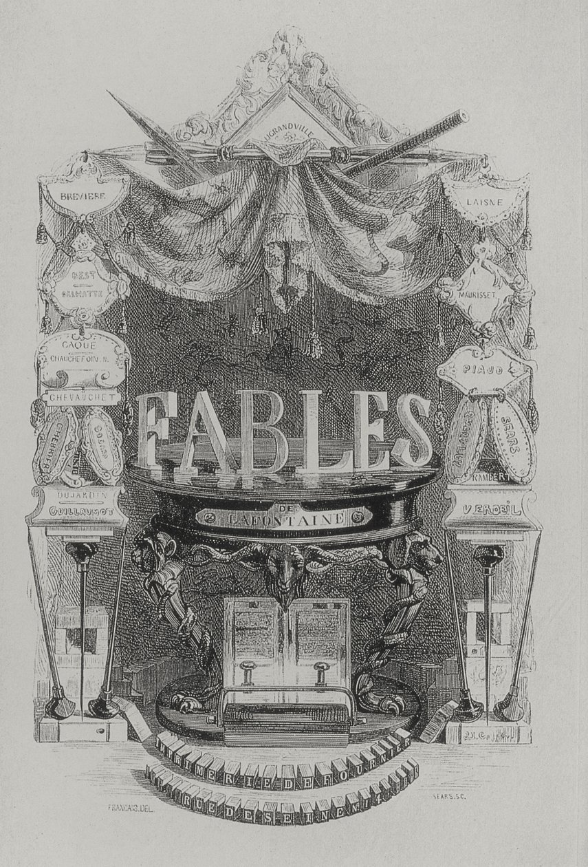 Fables de las Fountaine titelblad af Grandville