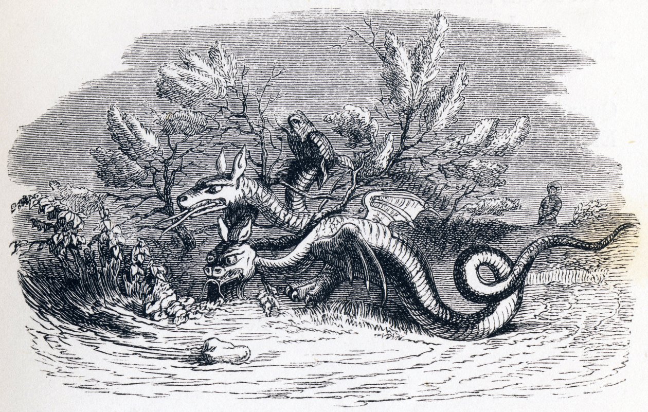 Dragen har mange hoveder, og dragen har mange haler - Fabler af La Fontaine af Grandville