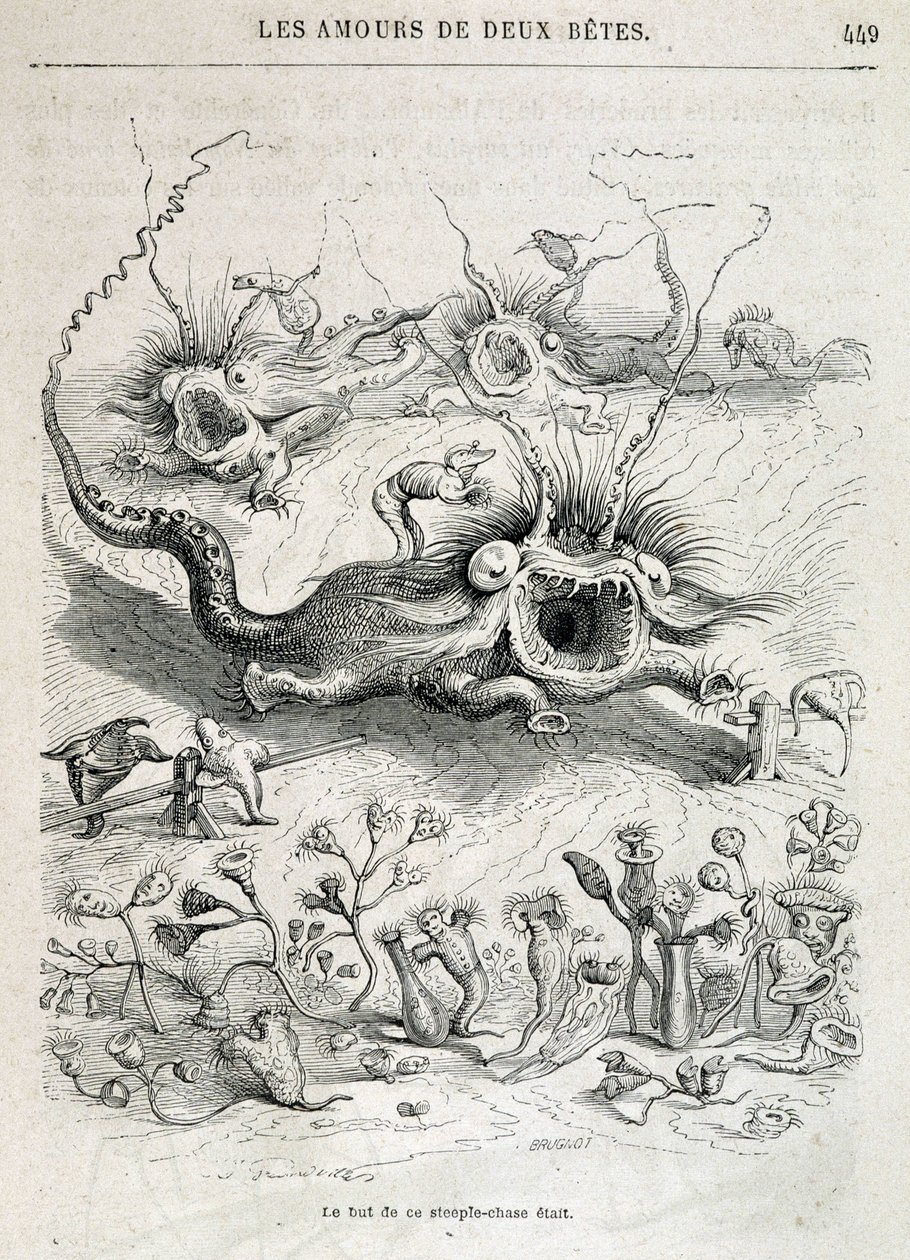 Les amours de deux beêtes (stejl jagt af monstre) - i "" Dyr malet af dem selv: dyrenes private og offentlige liv"" af Grandville, kapitel af Honoré de Balzac, red. Hetzel af Grandville