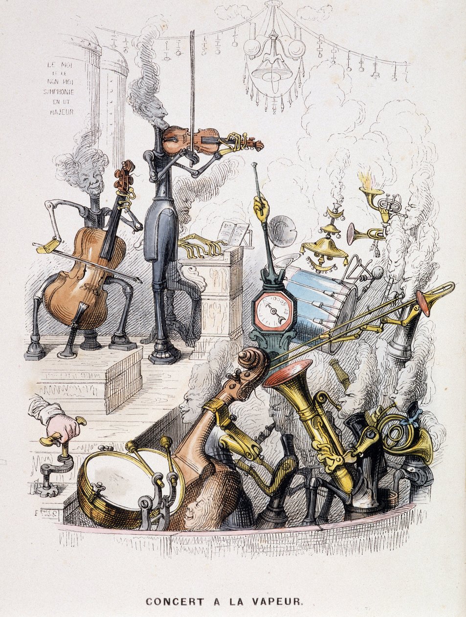 Musikere forvandlet til maskiner og gav en “” -koncert à la Steam ”” - i “” un Autre Monde ”” af Grandville, slutningen af det 19. århundrede. af Grandville