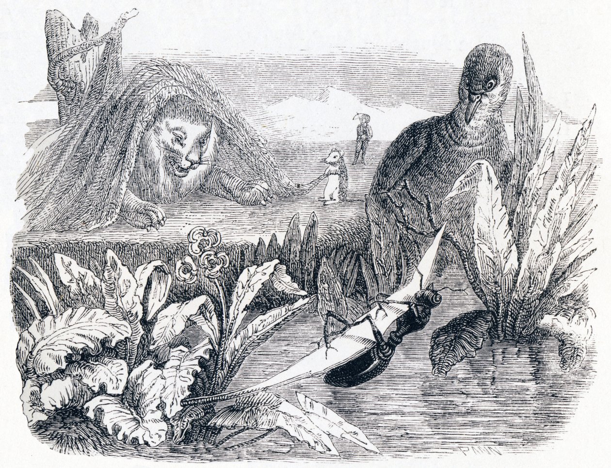 Duen og myren - Fabler af La Fontaine af Grandville