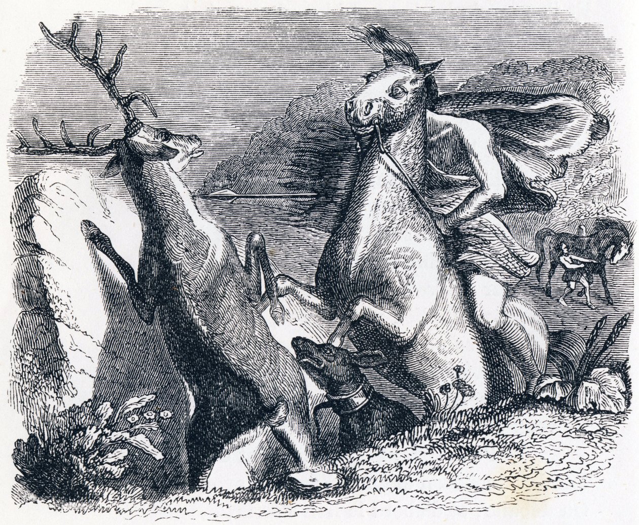 Hesten ville hævne hjorten - Fabler af La Fontaine af Grandville