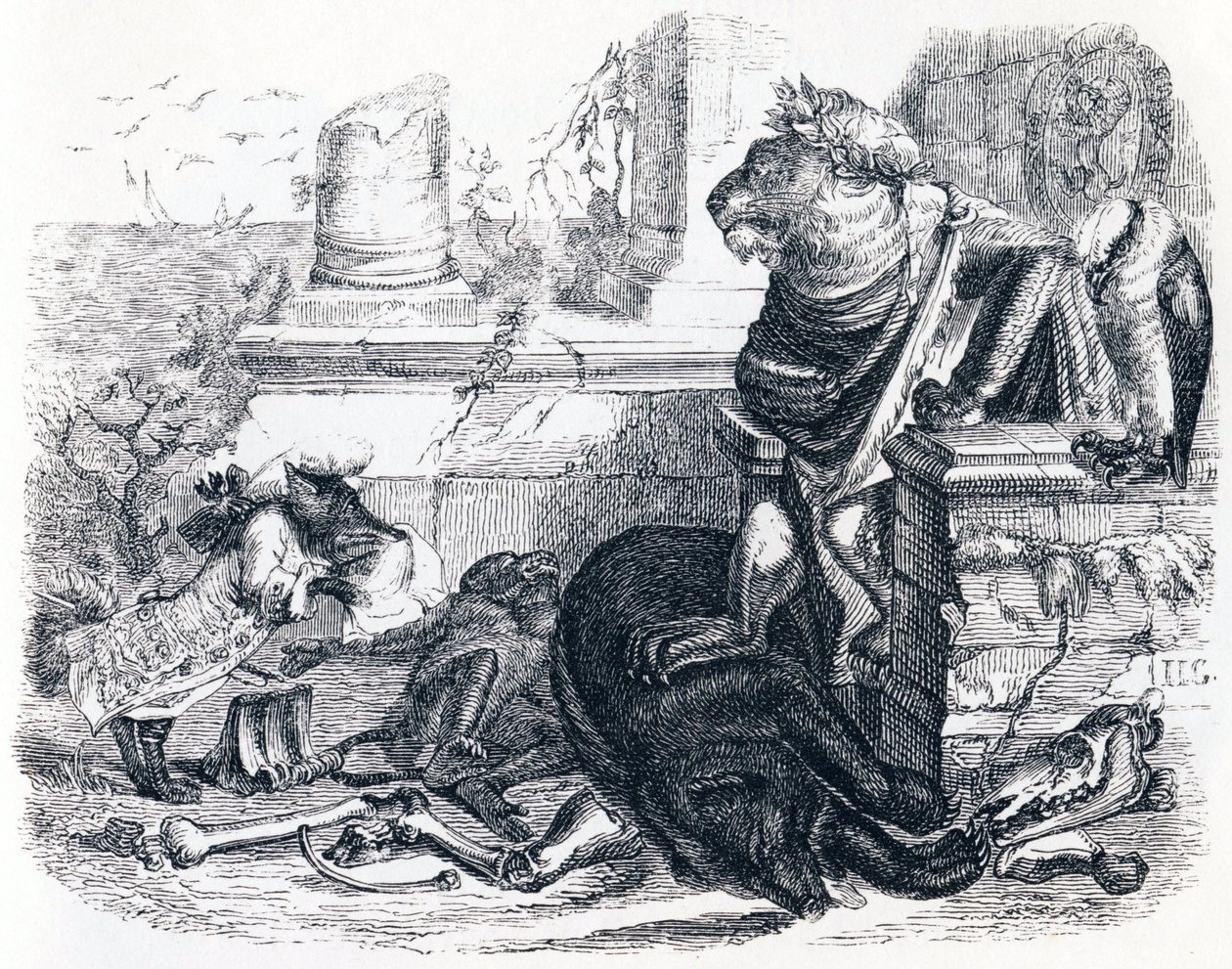Løvens ret - Fabler af La Fontaine af Grandville