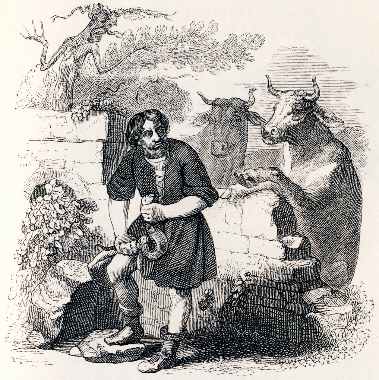 Manden og slangen - Fabler af La Fontaine af Grandville