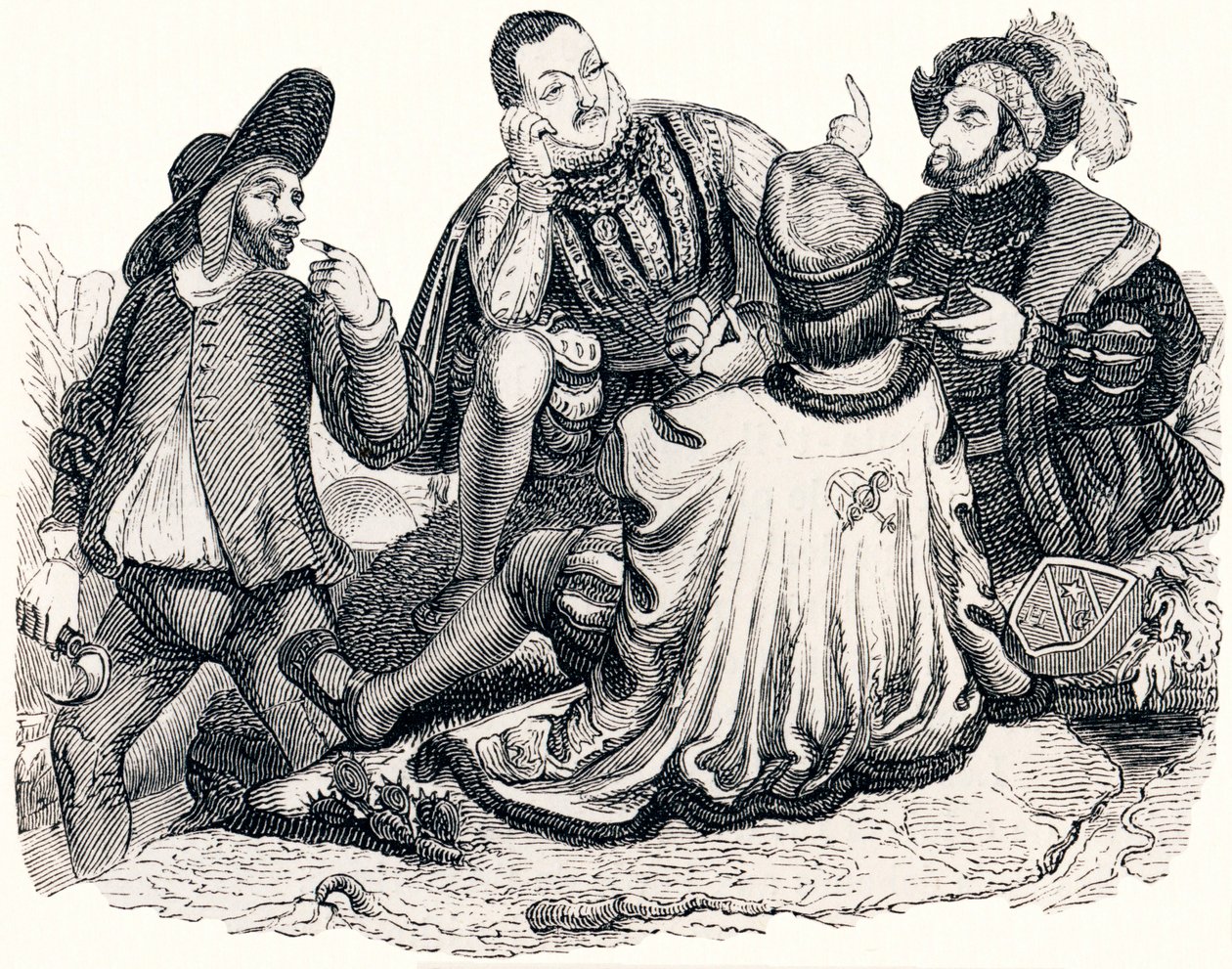 Købmanden, herremanden, patricieren og kongesønnen (Le marchand, le gentilhomme, le patre et le fils de roi) - Fabler af La Fontaine af Grandville