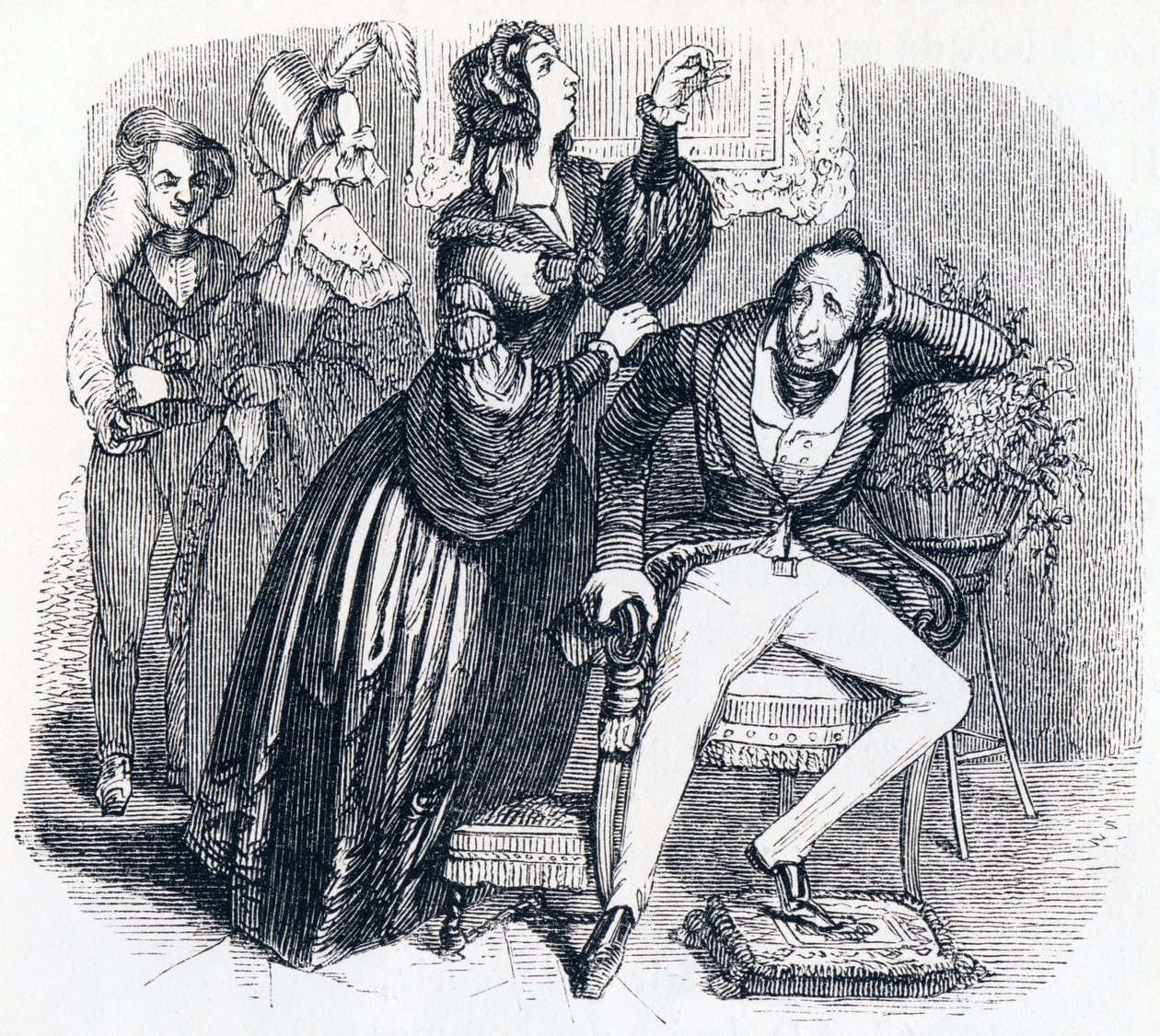Den midaldrende mand og hans to elskerinder - Fabler af La Fontaine af Grandville