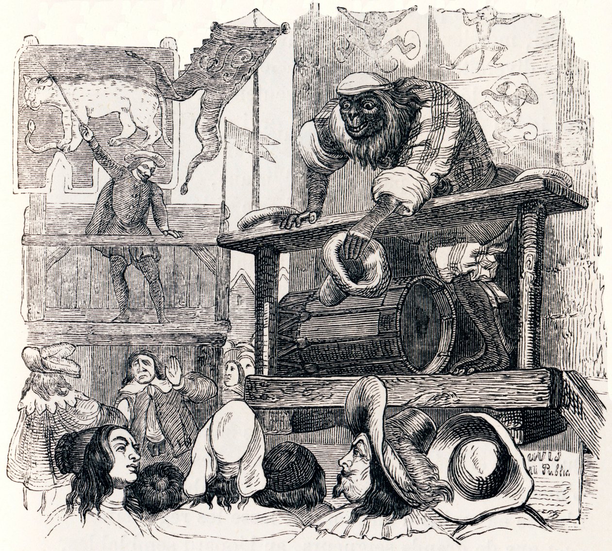 Aben og leoparden (Le singe et le leopard) - Fabler af La Fontaine af Grandville