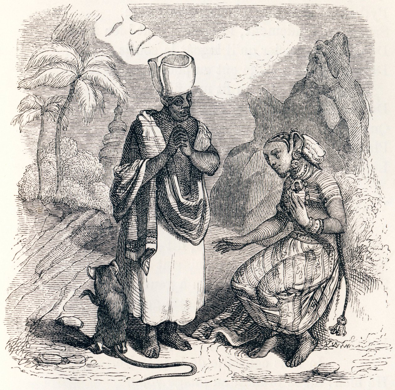 Musen er metamorfoseret som en pige - Fabler af La Fontaine af Grandville