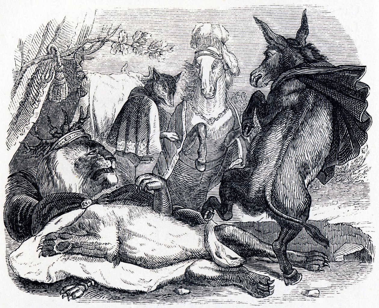 Den gamle løve - Fabler af La Fontaine af Grandville