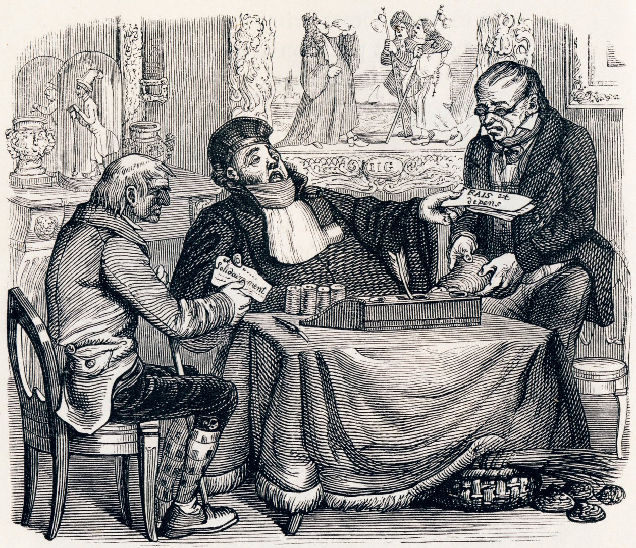 Østersen og procesdeltagerne - Fabler af La Fontaine af Grandville