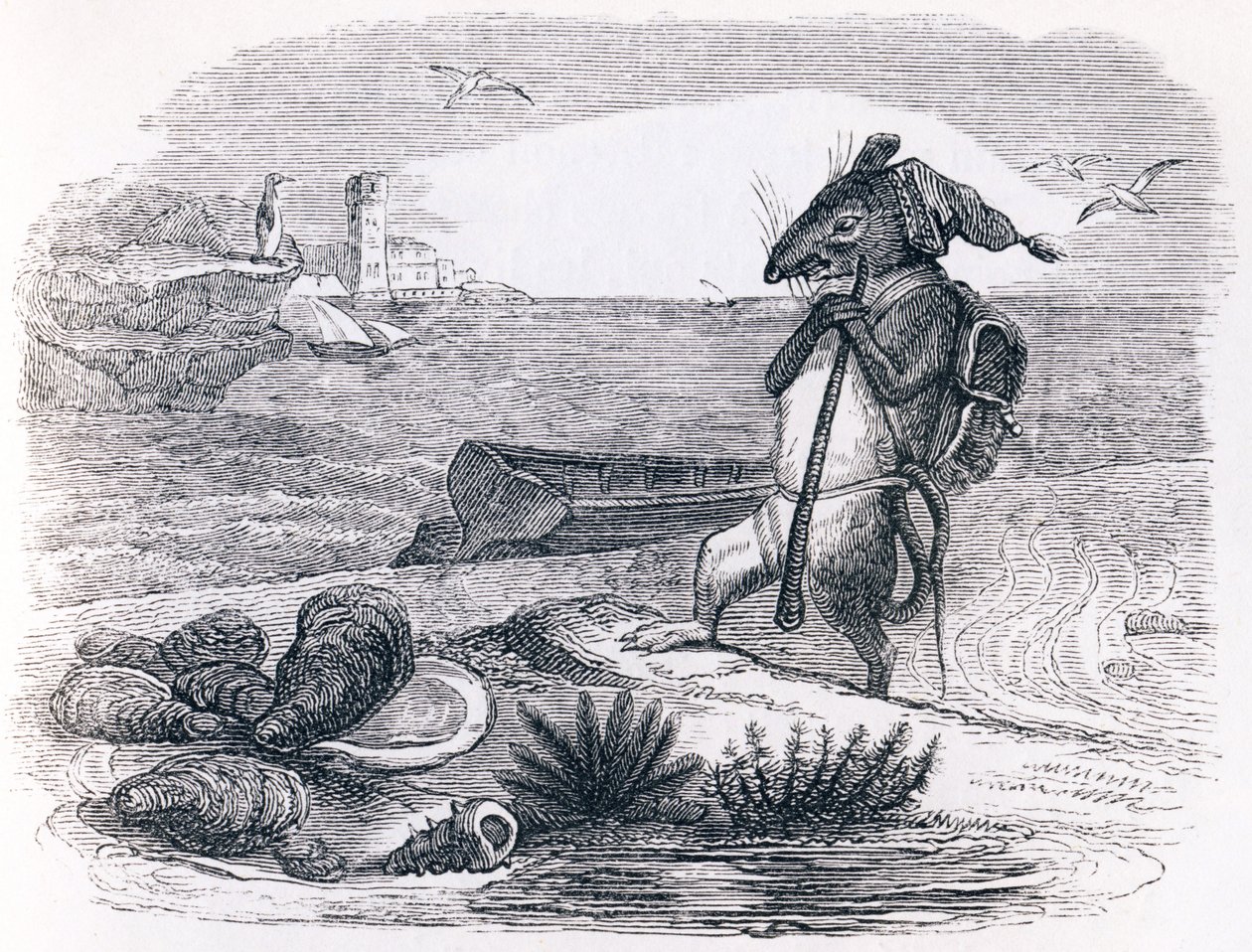 Rotten og østersen - Fabler af La Fontaine af Grandville