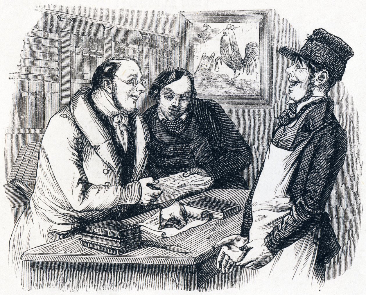 Brænderen og perlen (Le coq et la perle) - Fabler af La Fontaine af Grandville