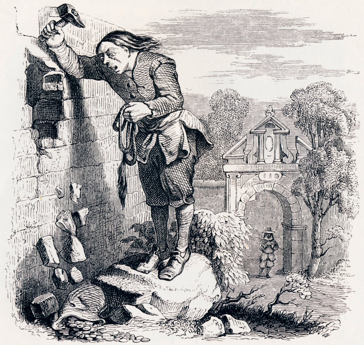 Skatten og de to mænd - Fabler af La Fontaine af Grandville