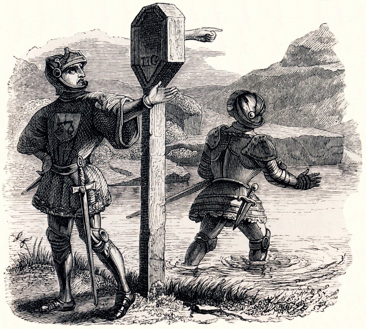 De to eventyrere og talismanen (Les deux aventuriers et le talisman) - Fabler af La Fontaine af Grandville