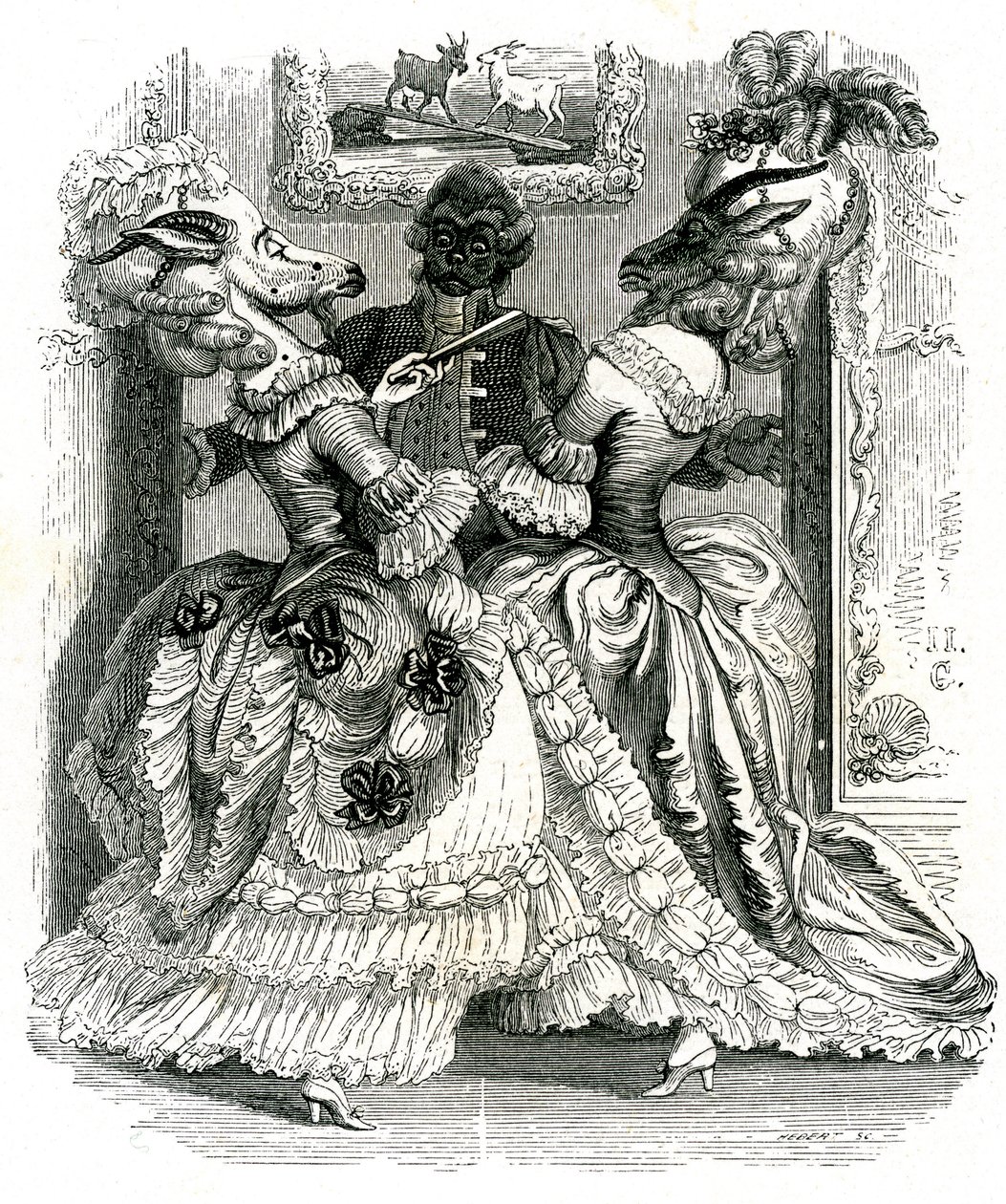De to geder: La Fontaines fabel af Grandville (1803 47)