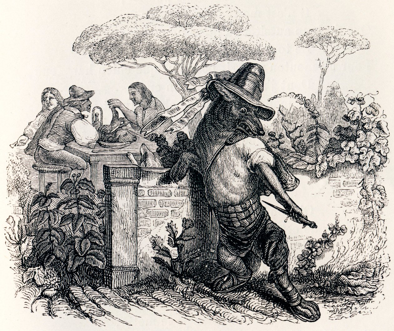 Ulven og hyrderne - Fabler af La Fontaine af Grandville