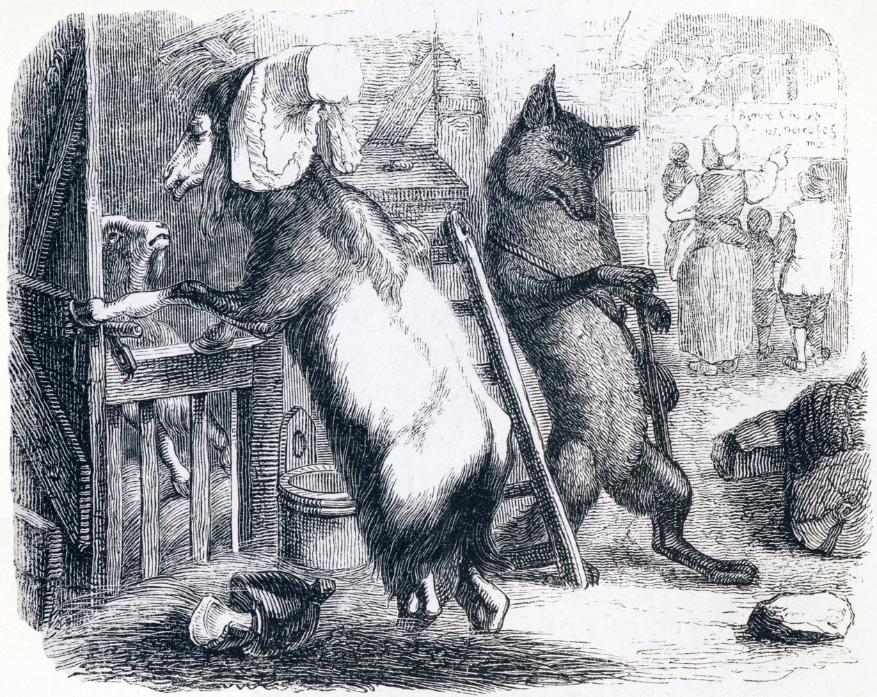 Ulven, geden og gedeungen - Fabler af La Fontaine af Grandville