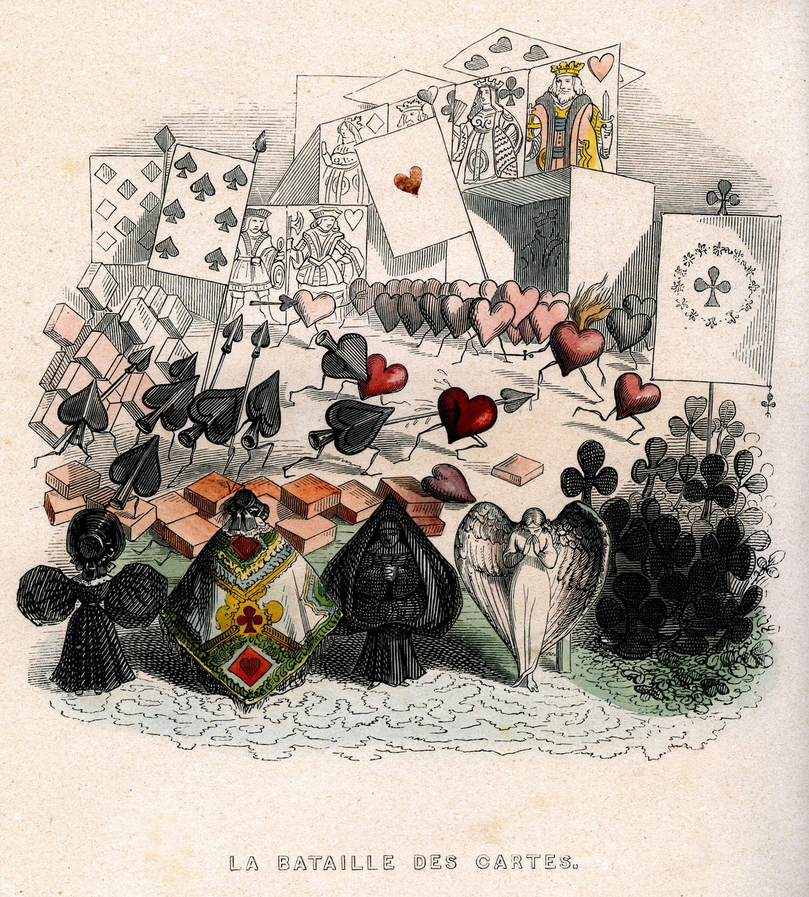 illustration: En kamp om kort at spille, for "Un Autre Monde", udgave Fournier af Grandville