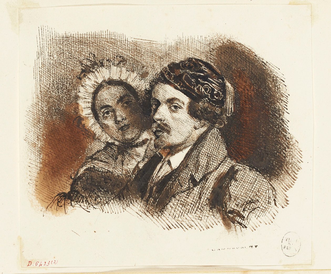 Dobbeltportræt af Grandville og Henriette af Grandville
