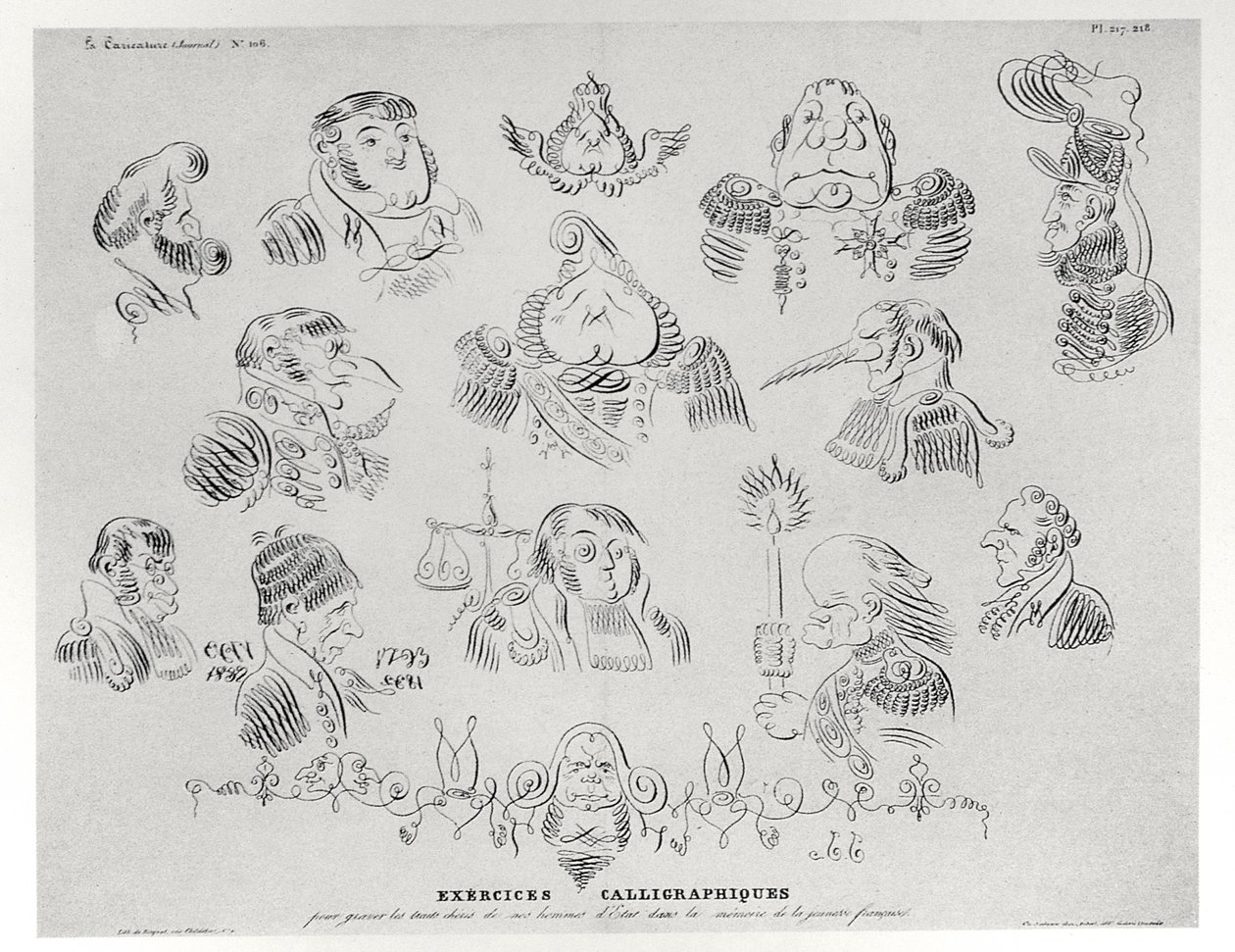 Kalligrafiske øvelser, 1832 af Grandville
