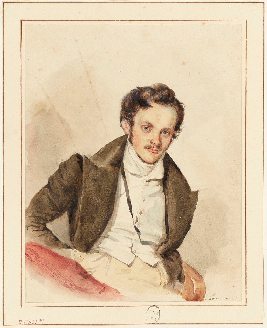Portræt af en ven, sandsynligvis Guiaud (1811-1876) af Grandville