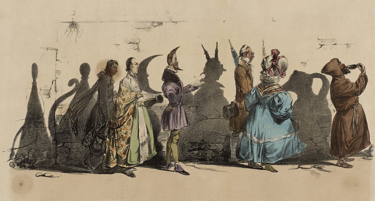 La Caricature; Les Ombres Portees, nr. 5 (håndkoloreret litografi) af Grandville 1803 47 Grandville 1803 47
