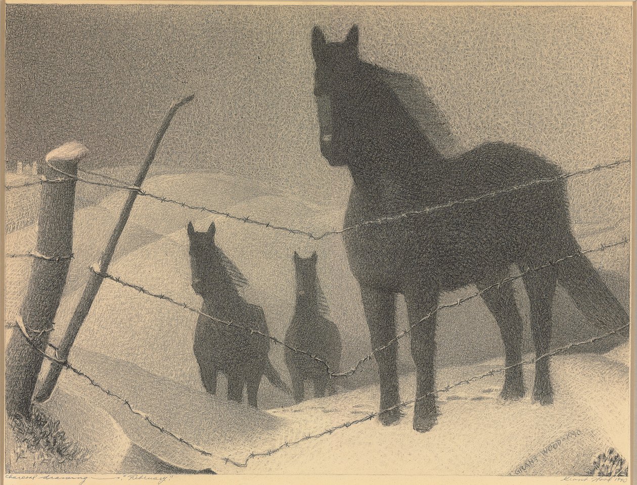 Studie til "Februar", 1940 af Grant Wood