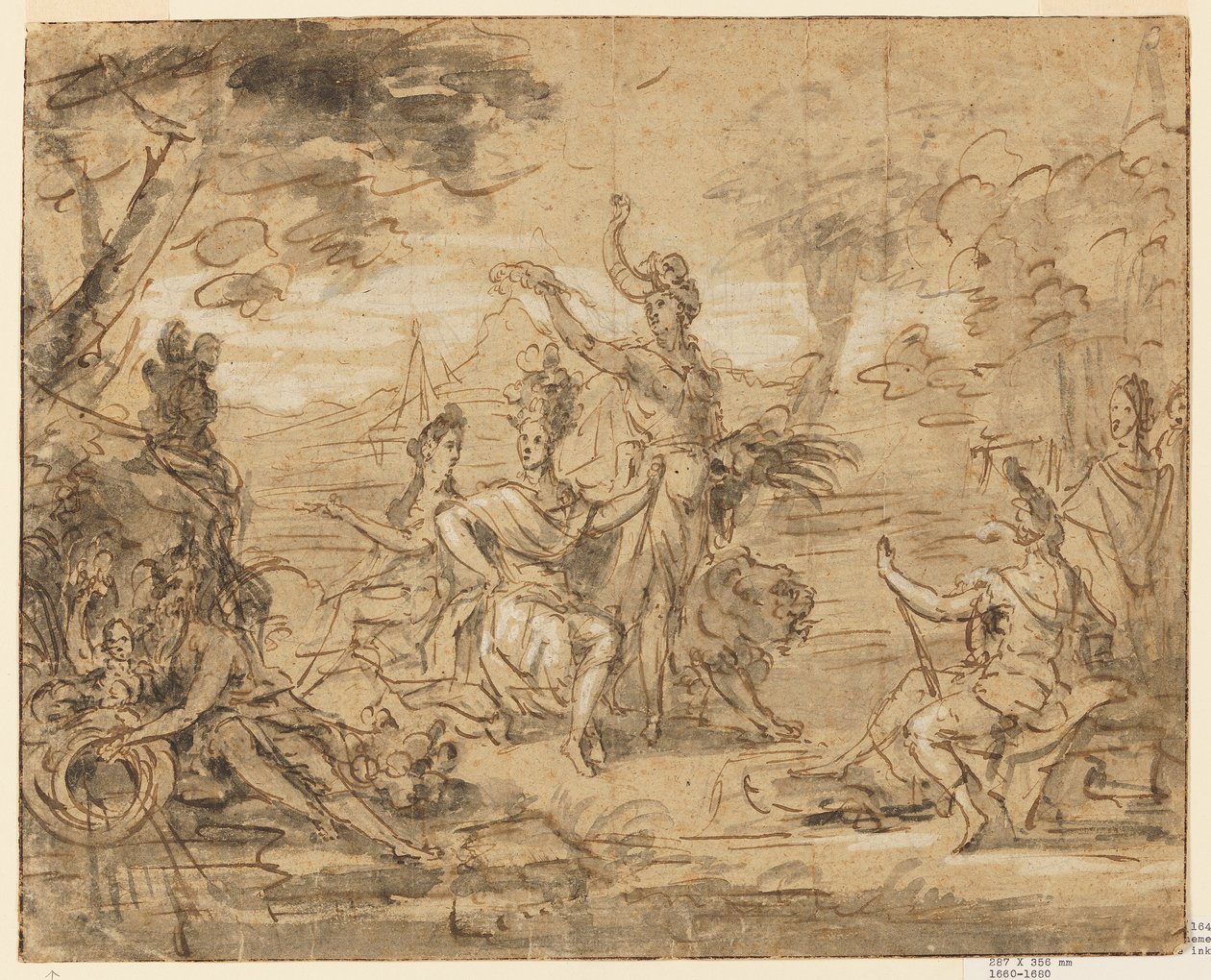Design til et tapestry: Allegory of Africa af Gérard Audran